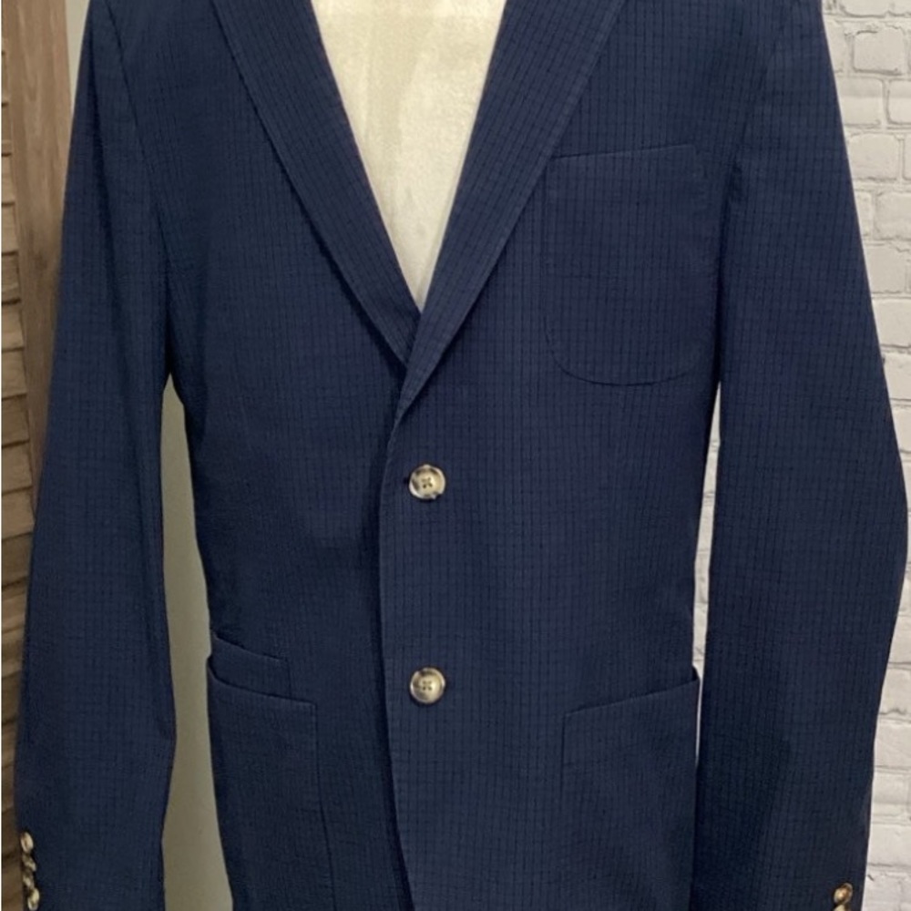 JKT New York Men’s Blazer.  Size 38R  Color Dark Blue and Black. 100%.Cotton - Picture 5 of 8